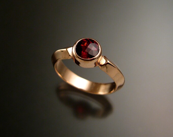 Garnet ring 14k Rose Gold Triangular band Made to order in your size