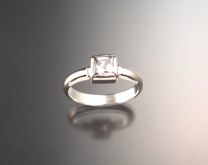 White Cubic Zirconium ring in Sterling silver handmade CZ ring made to order in your Size