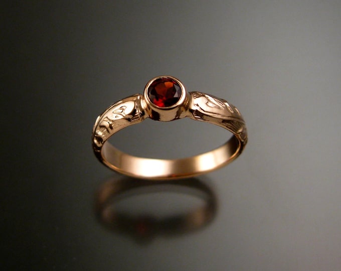 Garnet 4mm round Wedding ring 14k Rose Gold ring made to order in your size