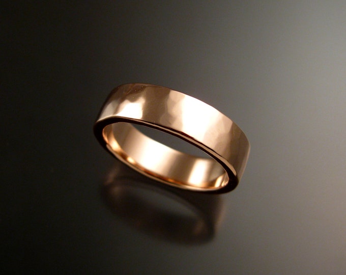 Rose Gold 1.5 mm x 6mm rectangular 14k Lightly hammered Mans Wedding band Handmade in your size Grooms ring