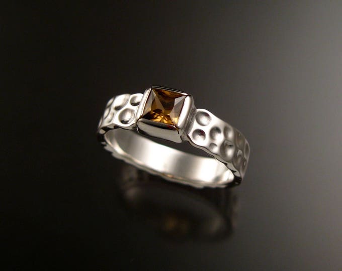 Zircon square Moonscape ring Chocolate Diamond substitute handcrafted in Sterling Silver made to order in your size