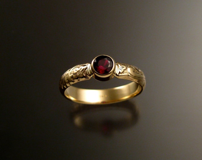 Garnet Wedding ring 14k yellow Gold Victorian bezel set Ruby substitute ring made to order in your size