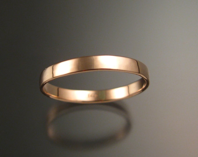14k Rose gold 2.5 mm Lightly hammered and polished Low dome pink Wedding band Handmade in your Size