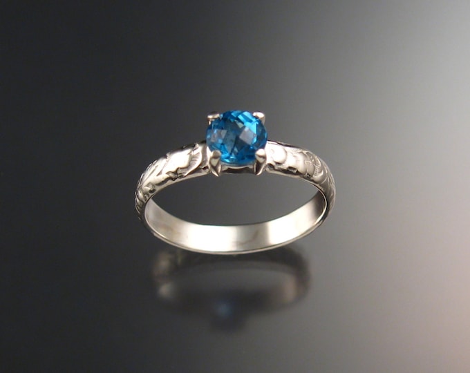 Blue Topaz Wedding ring Sterling Silver, made to order in your size