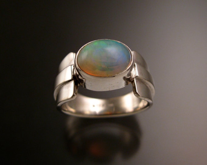Opal Ring Sterling Silver Handmade Ethiopian Opal ring made to order in your size