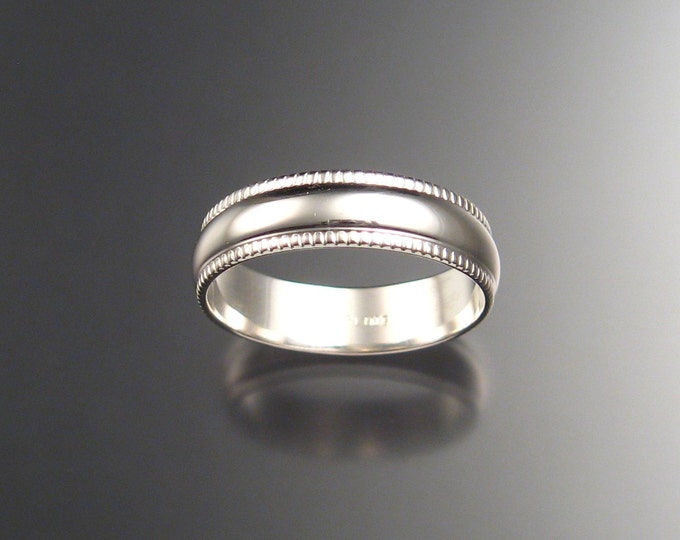 6 mm Heavy Wedding Ring band for men. Sterling Silver made to order in your size