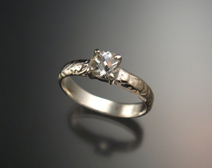 White Topaz Wedding ring 14k White Gold Diamond substitute ring made to order in your size