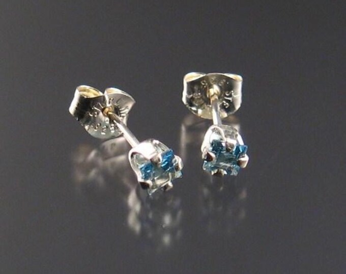 Aquamarine posts, Square-cut, Sterling