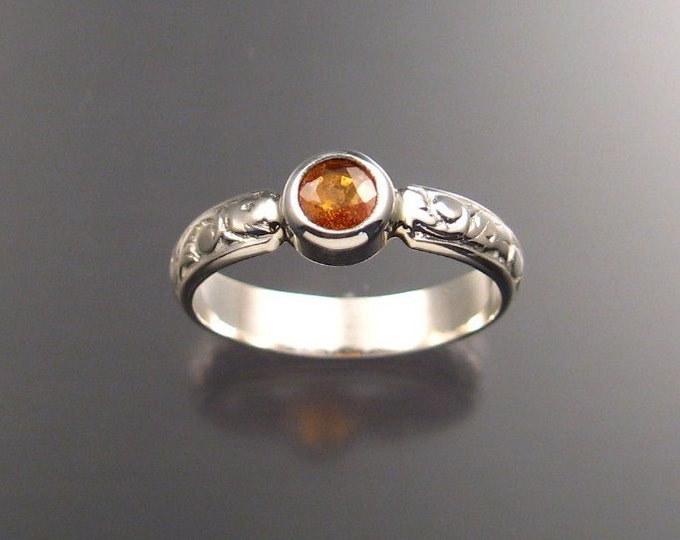 Orange Garnet Ring Sterling silver made to order in your size