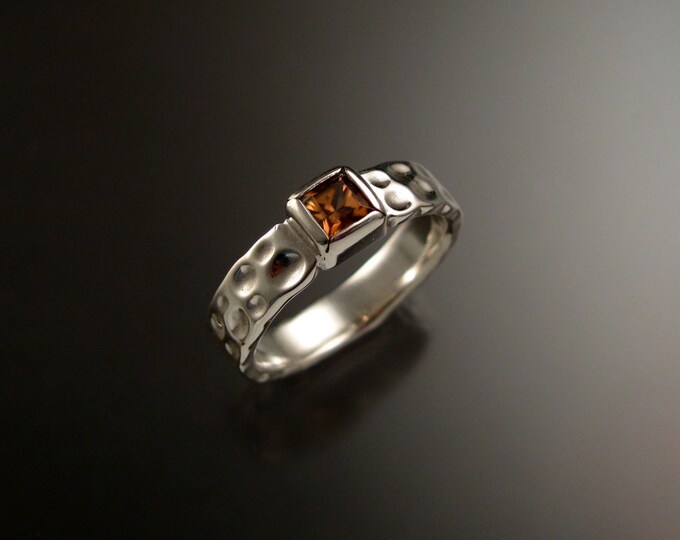 Zircon 4mm square Moonscape ring Chocolate Diamond substitute handmade in Sterling Silver made to order in your size