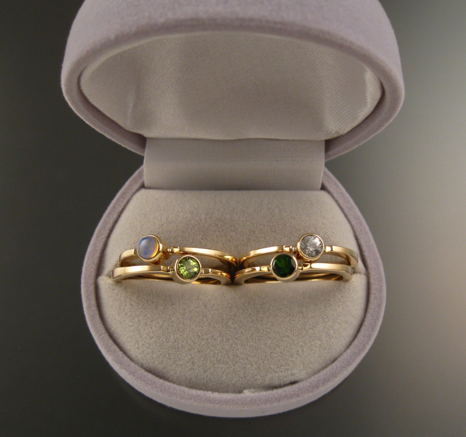 Stackable Mothers Rings Examples Stackable Mothers Ring Set of Four 14k Yellow Gold Natural Birthstone ...