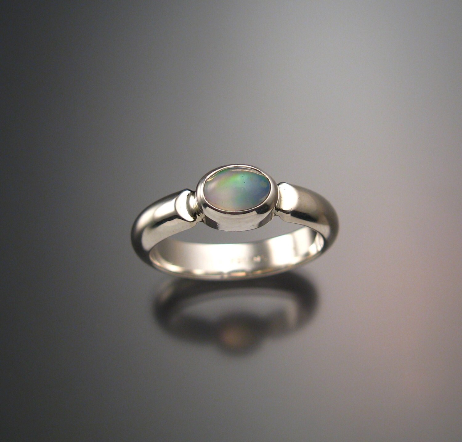 Opal Ring Sterling Silver Bezel set Crystal Opal Ring In Your Size