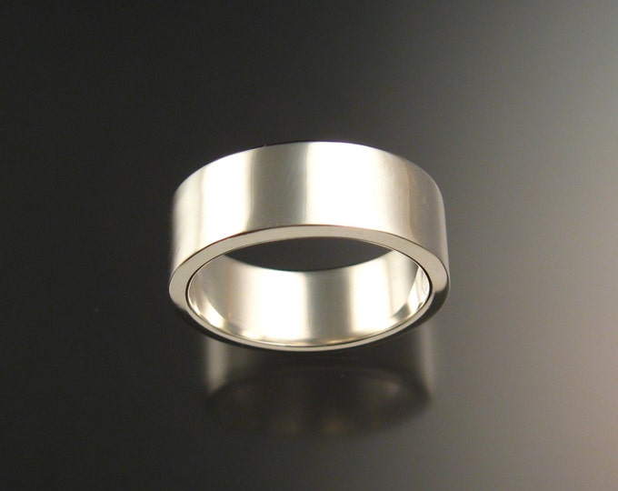 Sterling Silver polished finish 2mm x 8mm Rectangular Wedding band made to order in your Size wide silver Ring