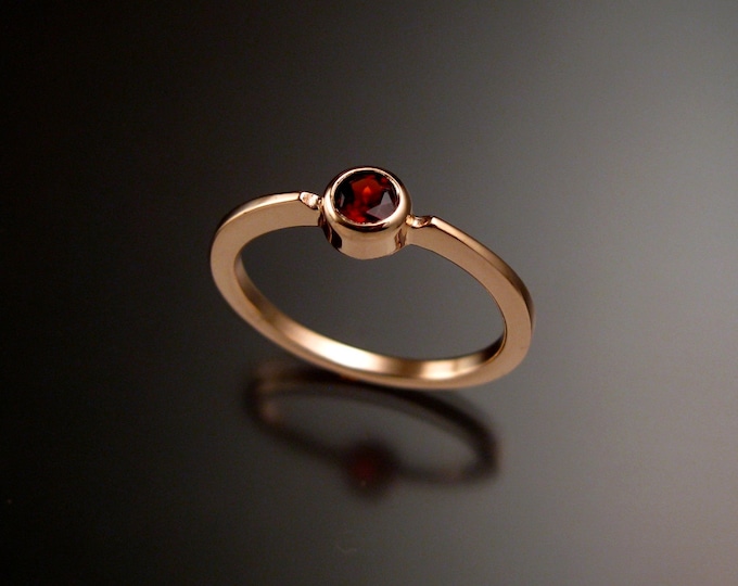 Natural Pink Tourmaline 4mm round stone ring 14k Rose Gold ring Made to order in your size Stackable Mothers ring