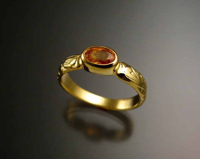 Orange Garnet 4x6mm Oval Wedding ring 14k Green Gold Mandarin Garnet ring made to order in your size