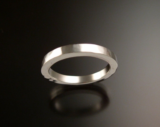 Sterling Silver Square Lightly hammered Wedding band made to order in your size