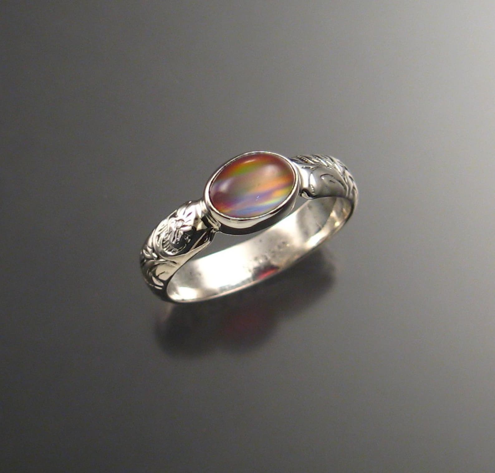 Moonstone and lab Opal Doublet ring Sterling Silver made to | Etsy