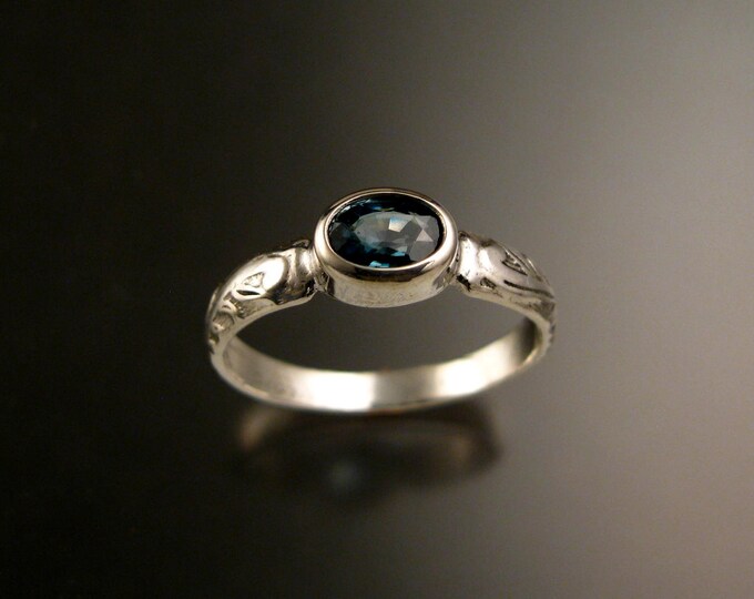 Blue Zircon 5x7mm Oval Wedding ring Sterling Silver blue Diamond substitute ring made to order in your size