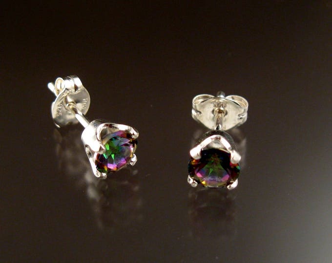 Mystic Topaz 5mm round post earrings Sterling Silver
