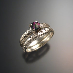 Mystic Topaz Wedding set Sterling Silver ring made to order in your size