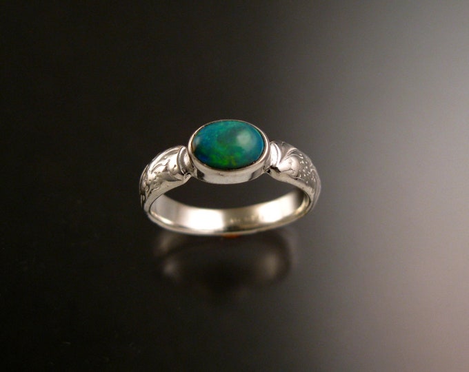 Opal 5x7mm Oval Wedding ring Sterling Silver made to order in your size