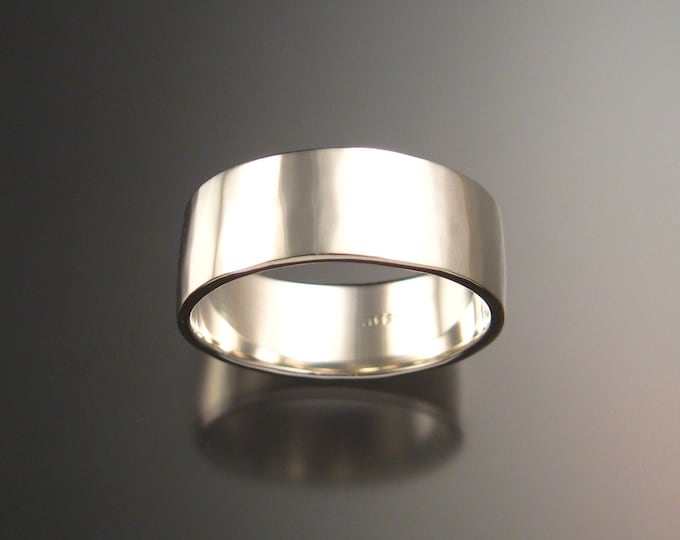 Heavy Sterling Silver Hammered finish 1 1/2mm x 7mm Rectangular Wedding band made to order in your size Wide Mans Ring