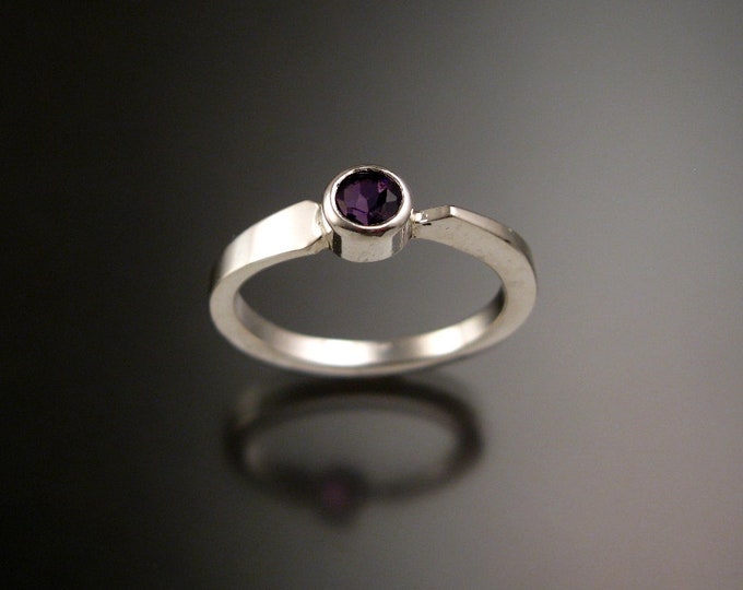 Amethyst stackable Ring Sterling Silver Asymmetrical ring Hand crafted in your size