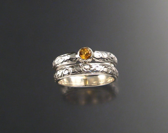 Citrine Wedding Set Sterling Silver made to order in your size