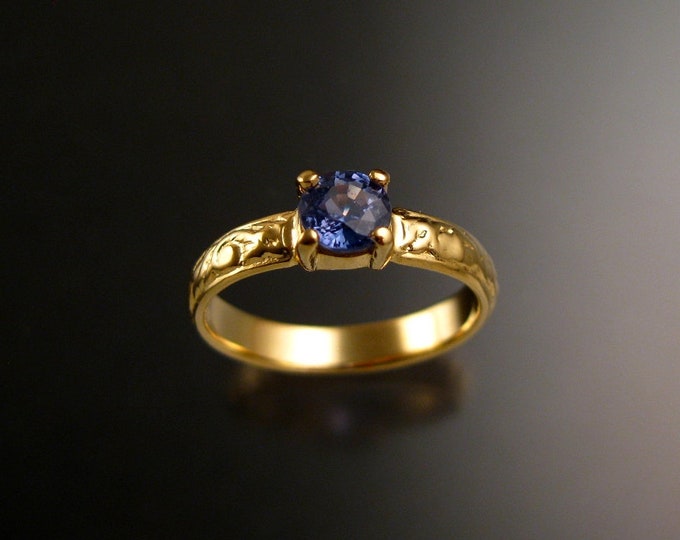 Sapphire Wedding ring 14k yellow Gold Natural Violet/Blue Sapphire Victorian Engagement ring made to order in your size