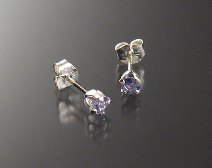 Tanzanite Posts, 3mm Rounds, Sterling