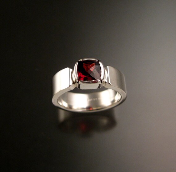 Cushion cut garnet sale ring