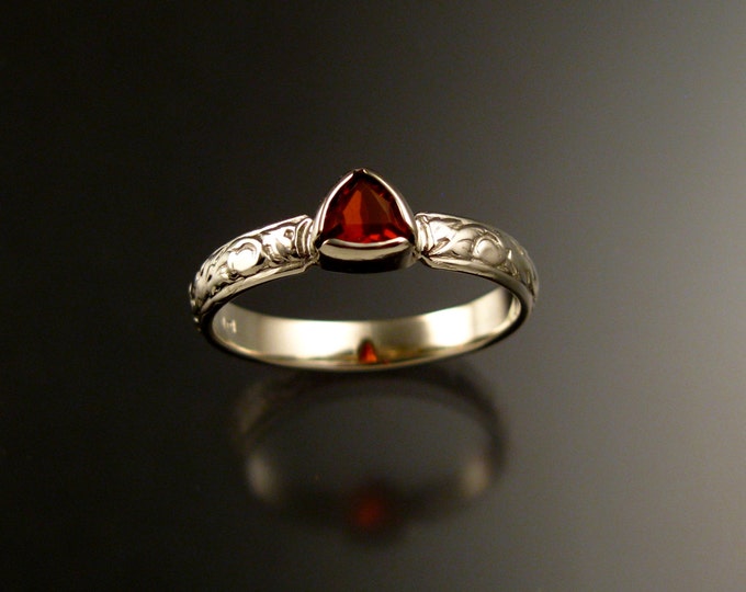 Fire Opal Triangle Wedding ring sterling silver Victorian bezel set stone engagement ring made to order in your size