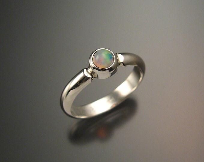 Opal Ring Sterling Bezel set Crystal Opal Silver Ring In Your Size