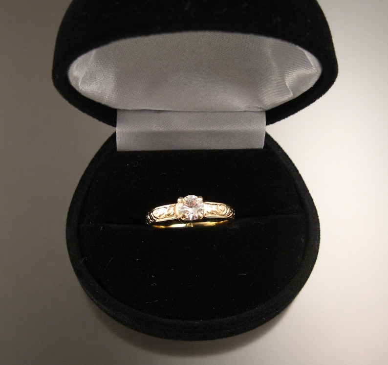 White Sapphire Wedding Ring 14k Yellow Gold Diamond Substitute Etsy