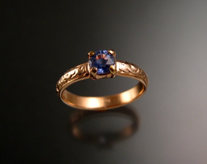 Sapphire Natural Violet/Blue Sapphire Wedding ring 14k Rose Gold Victorian Engagement ring made to order in your size