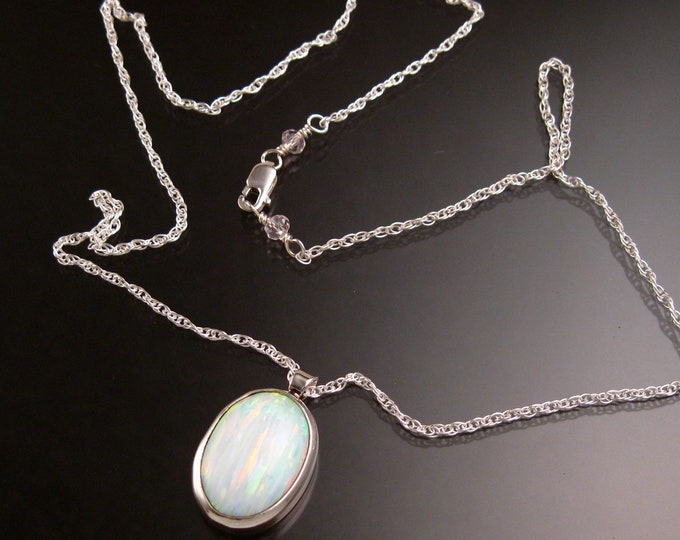 Lab created Opal necklace White Opal Sterling Silver
