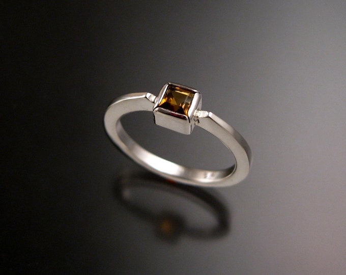Citrine square stone stackable ring Sterling Silver Bezel set stone made to order in your size
