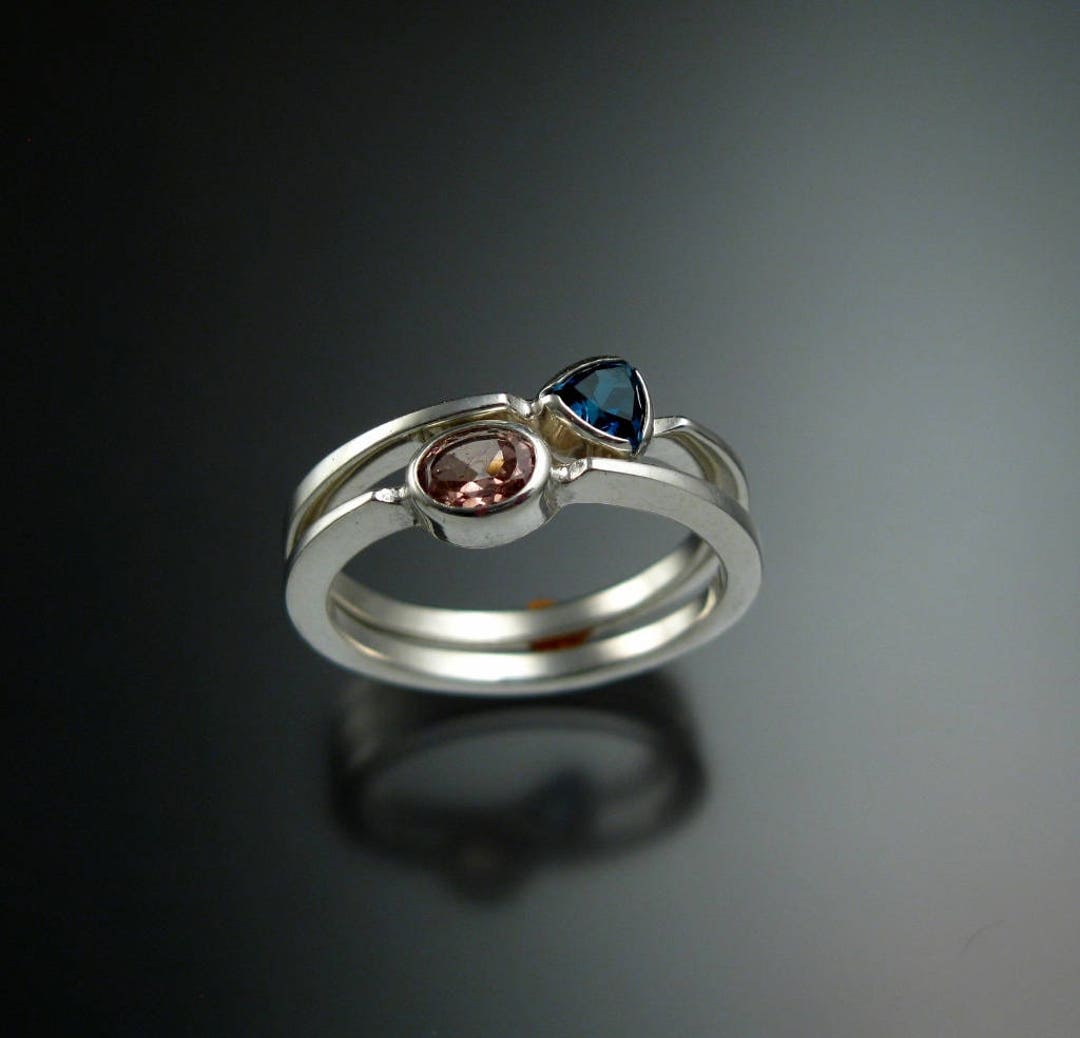 Stackable Mothers Rings Examples Stackable Mothers Birthstone Ring Set of Two 14k White Gold Premium ...