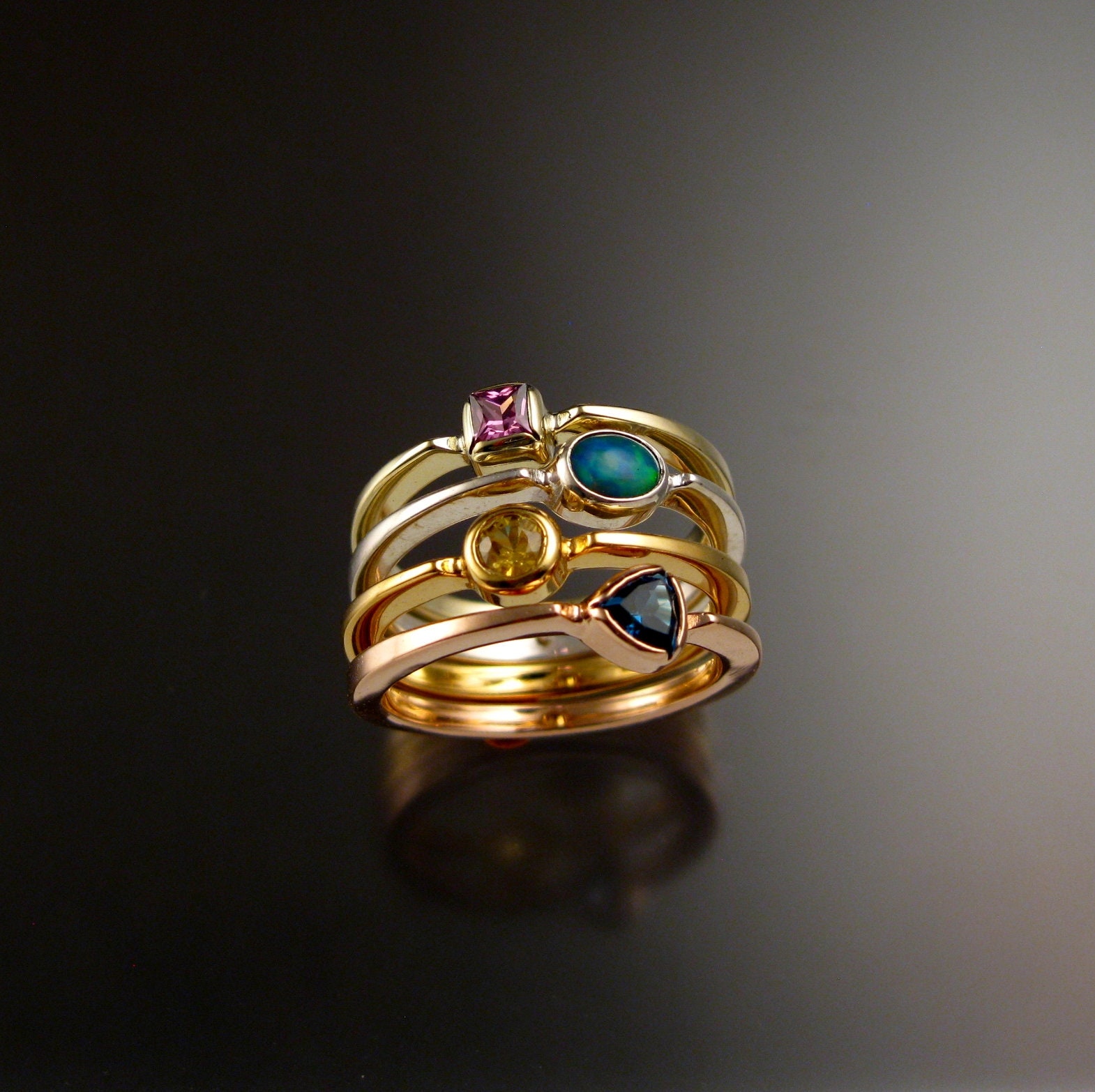Stackable Mother's Birthstone Rings - Double Love - Talisa