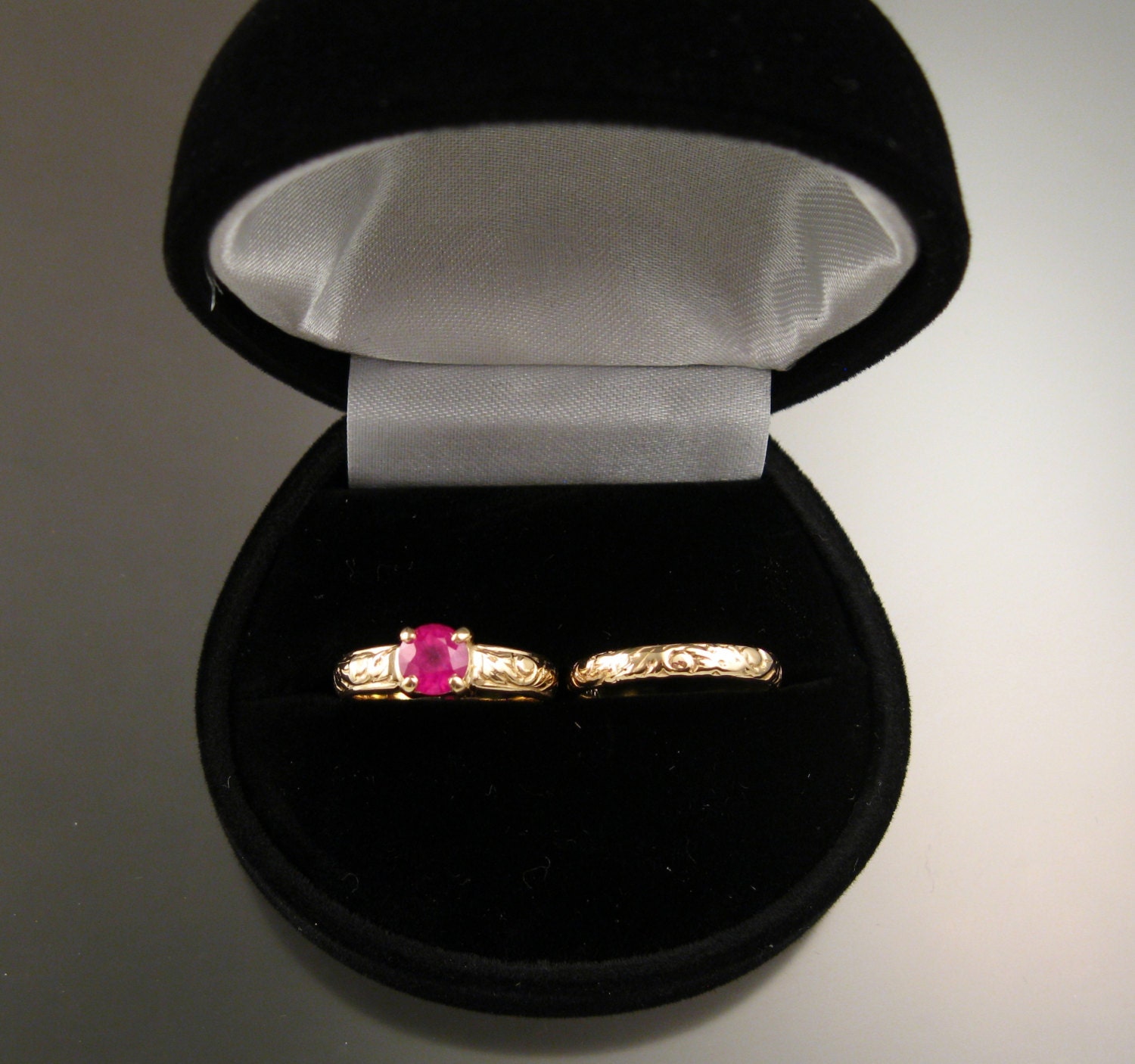 Ruby Wedding Ring Set 14k Yellow Gold Ring Made to Order in - Etsy UK