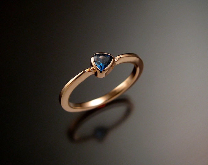 London blue Topaz triangle ring 14k Rose Gold stacking ring Made to order in your size