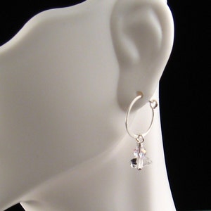 Natural Quartz Crystal Birthstone Hoop Earrings October birthstone pink Hoops in Sterling silver image 3