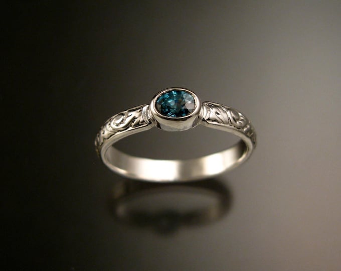 Blue Zircon ring Sterling silver Blue Diamond substitute with bezel set stone made to order in your size