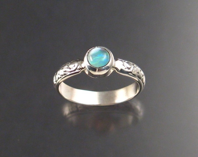 Moonstone and lab Opal Doublet ring, Sterling Silver made to order in your size
