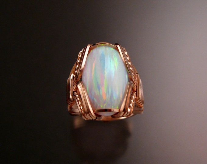 Lab created Opal ring 14k Rose Gold-filled Made to order in your size