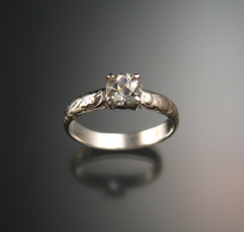 White Topaz Wedding Ring Sterling Silver Diamond Substitute Etsy