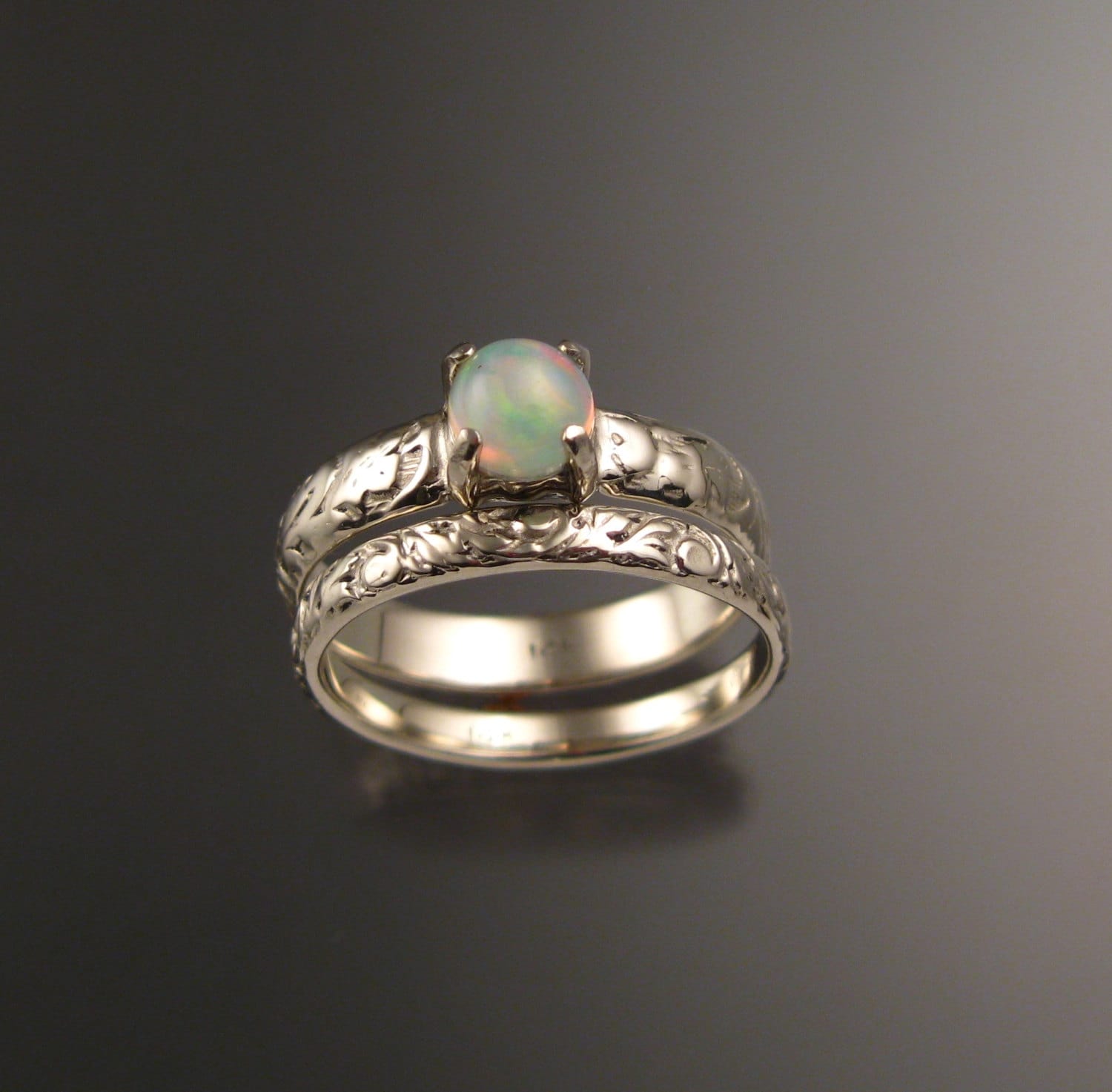 Opal and 14k white gold Natural Ethiopian Opal Wedding