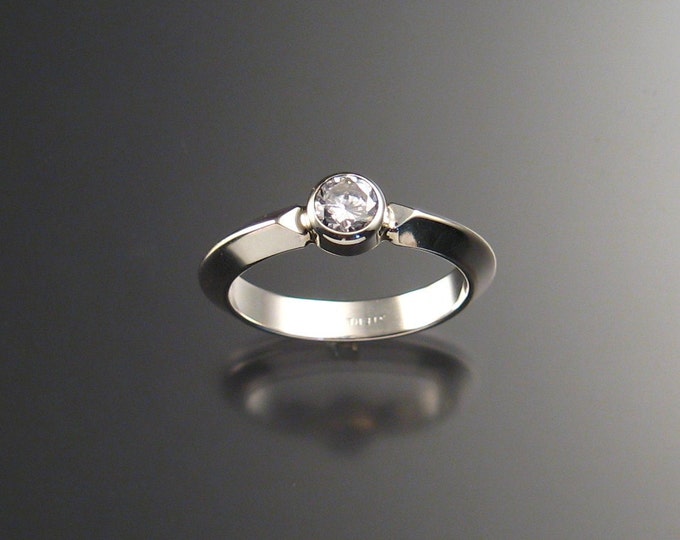 White CZ Grooms ring bezel-set Sterling Silver made to order in your size