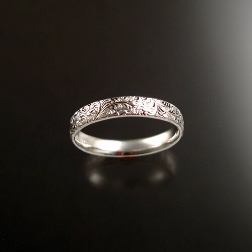Ring Band Sterling Silver Victorian Fine Floral Pattern - Etsy