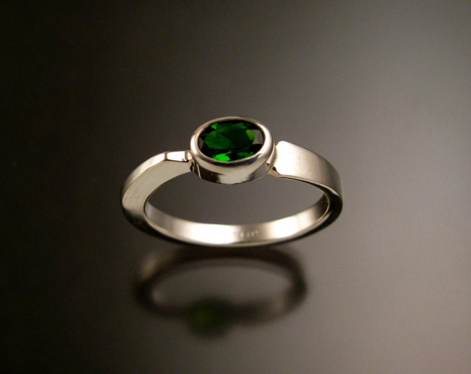Chrome Diopside Ring Sterling Silver Asymmetrical ring Hand crafted in your size